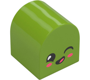 Duplo Lime Kloss 2 x 2 x 2 med Buet topp med Ansikt med lukket Øyne (3664 / 101575)