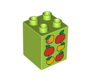 Duplo Lime Brick 2 x 2 x 2 with Six apples (31110 / 88275)