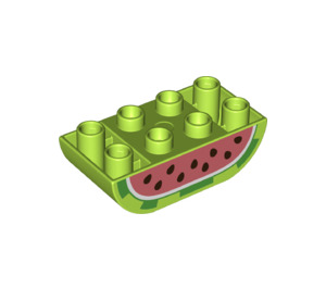 Duplo Lime Palikka 2 x 4 jossa Kaareva Pohja jossa Watermelon Pohja (77959 / 98224)