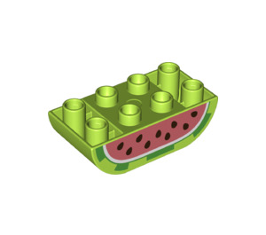 Duplo Lime Brick 2 x 4 with Curved Bottom with Watermelon Bottom (77959 / 98224)