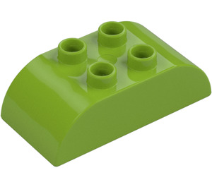 Duplo Lime Palikka 2 x 4 jossa Kaareva Sivut (98223)