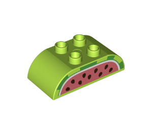 Duplo Lime Palikka 2 x 4 jossa Kaareva Sivut jossa Watermelon Yläosa (77958 / 98223)