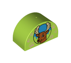 Duplo Lime Kloss 2 x 4 x 2 med Buet topp med Reindeer sign (19364 / 31213)