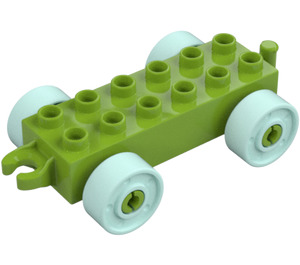 Duplo Lime Chassis 2 x 6 with Light Blue Wheels (14639)