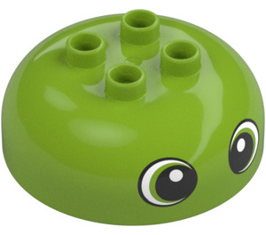 Duplo Lime Round Brick 4 x 4 with Dome Top with Two Large Eyes (67066 / 110306)