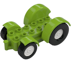 Duplo Lime Traktori jossa Valkoinen Pyörät (24912)