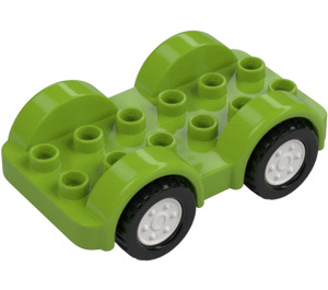 Duplo Limoen Wheelbase 2 x 6 met Wit Rims en Zwart Wielen (35026)