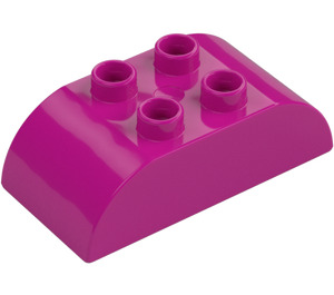 Duplo Magenta Brick 2 x 4 with Curved Sides (98223)