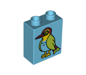 Duplo Medium Azure Brick 1 x 2 x 2 with Bird with Bottom Tube (15847 / 24985)