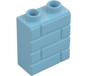 Duplo Mittleres Azure Stein 1 x 2 x 2 mit Stein Mauer Muster (25550)