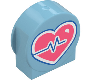 Duplo Medium Azure Brick 1 x 3 x 2 with Round Top with Heart and Heartbeat Symbol with Cutout Sides (14222 / 81349)