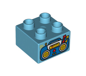 Duplo Středně azurová Kostka 2 x 2 s Radio (3437 / 15957)