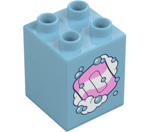 Duplo Medium Azure Brick 2 x 2 x 2 with Soap and Bubbles (31110 / 105434)