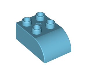 Duplo Medium Azure Brick 2 x 3 with Curved Top (2302)