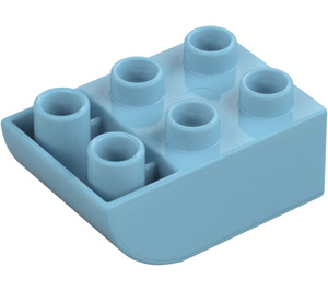 Duplo Medium Azure Brick 2 x 3 with Inverted Slope Curve (98252)