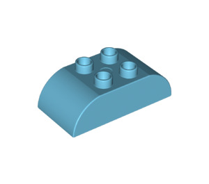 Duplo Medium Azure Brick 2 x 4 with Curved Sides (98223)