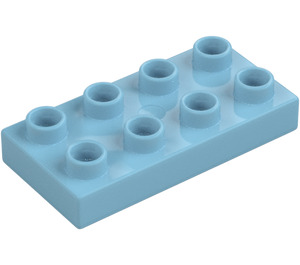 Duplo Medium azuurblauw Plaat 2 x 4 (4538 / 40666)