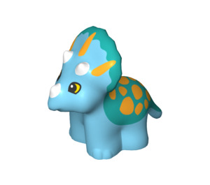 Duplo Medium Azure Triceratops Baby with Orange and Aqua (39337)