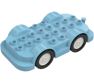 Duplo Medium azuurblauw Wheelbase 4 x 8 met Wit Wielen (24911)