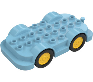 Duplo Medium azuurblauw Wheelbase 4 x 8 met Geel Wielen (15319 / 24911)