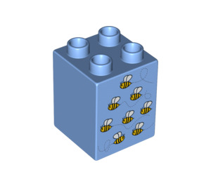 Duplo Medium Blue Brick 2 x 2 x 2 with Eight bees (31110 / 88277)