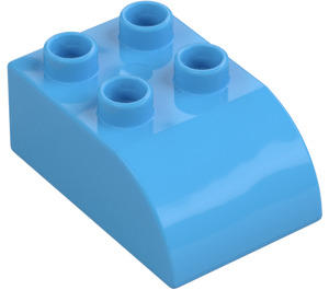 Duplo Mittelblau Stein 2 x 3 mit Gebogenes Oberteil (2302)