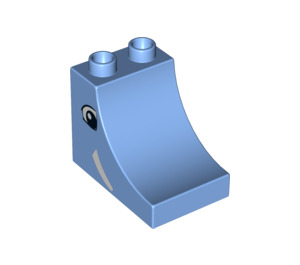 Duplo Średni niebieski Cegła 2 x 3 x 2 z Zakrzywiony Rampa z Elephant Oko I tusk (2301 / 64832)
