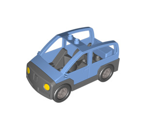 Duplo Medium Blue MPV Car with Dark Stone Gray Base (47437)