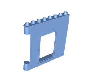 Duplo Medium blauw Muur 1 x 8 x 6 met Deur (Rechts) (51261)