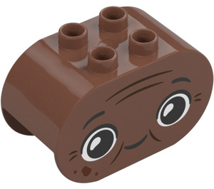 Duplo Medium Brown Brick 2 x 4 x 2 with Rounded Ends with Old Face (6448 / 105456)