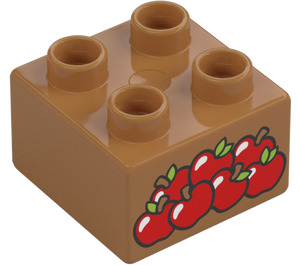 Duplo Medium donker vleeskleurig Steen 2 x 2 met Rood Berries (3437 / 103926)