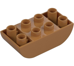 Duplo Medium Mörk Hud Kloss 2 x 4 med Böjd Botten (98224)