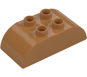 Duplo Medium Dark Flesh Brick 2 x 4 with Curved Sides (98223)