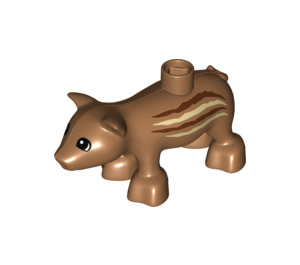 Duplo Mittleres dunkles Fleisch Pig mit Braun und Beige Streifen auf Seite (12058 / 19134)