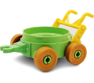 Duplo Medium Green Push Cart with Yellow Handlebars