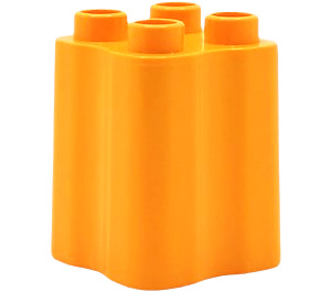 Duplo Mittleres Orange Stein 2 x 2 x 2 mit Wellig Seiten (31061)