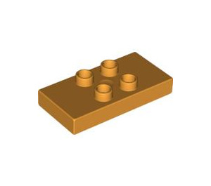 Duplo Medium Orange Bricka 2 x 4 x 0.33 med 4 Centrum Knoppar (Tjock) (6413)