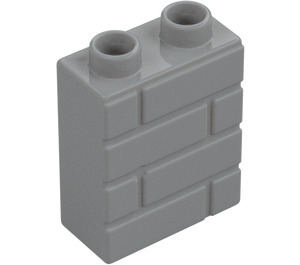 Duplo Medium steengrijs Steen 1 x 2 x 2 met Steen Muur Patroon (25550)