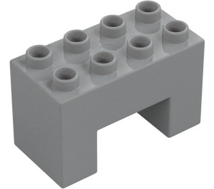 Duplo Medium steingrå Kloss 2 x 4 x 2 med 2 x 2 UtskjæRing på Bunn (6394)