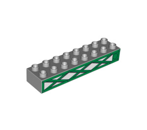 Duplo Medium Stone Gray Brick 2 x 8 with Green fence decoration (4199 / 54699)