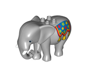 Duplo Mittleres Steingrau Elephant mit Circus Rug (89873)
