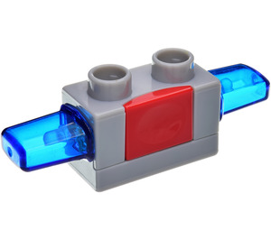 Duplo Gris Pierre Moyen Siren Brique avec Rouge Button et Bleu Lights (51273)