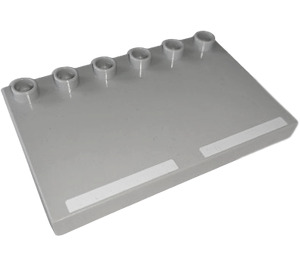 Duplo Gris piedra medio Plana 4 x 6 con Espigas en Borde con 2 Blanco lines (31465 / 52641)