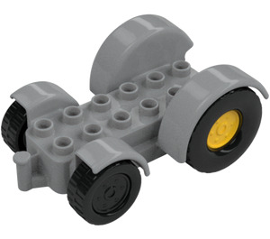 Duplo Medium Stone Gray Tractor with Yellow Wheels (15320 / 24912)