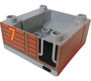 Duplo Medium Stengrå Tåg Compartment 4 x 4 x 1.5 med Plats med "7" (51547 / 52848)