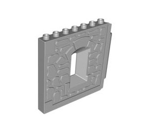 Duplo Medium Stengrå Vägg 1 x 8 x 6 med Fönster och Kloss Mönster (51697)