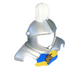 Duplo Silbermetallic Helm mit Weiß Feder (51728 / 52170)