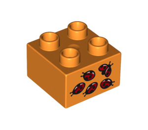 Duplo Orange Brick 2 x 2 with Five Ladybirds (3437 / 17308)