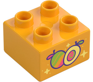 Duplo Naranja Ladrillo 2 x 2 con Fruta (3437)