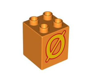 Duplo Orange Brick 2 x 2 x 2 with Yellow 'Ø' (31110 / 93713)